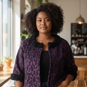 Lavender & Honey Purple and Black Animal Print Feminine Evening Jacket